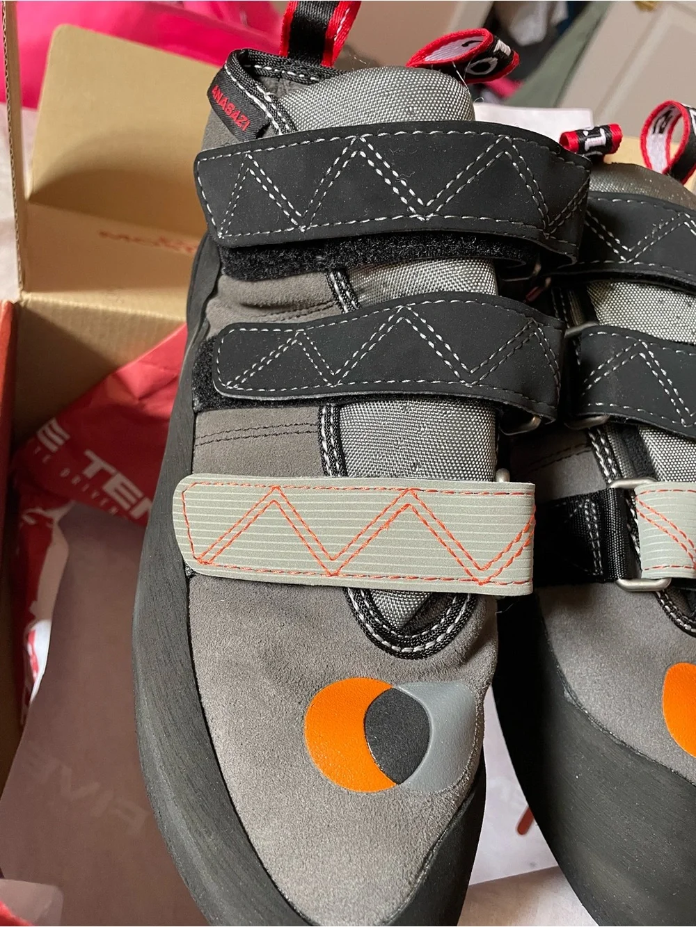 Five Ten Men's Rock Climbing Shoes in Black and Gray with Orange Accent-NWT